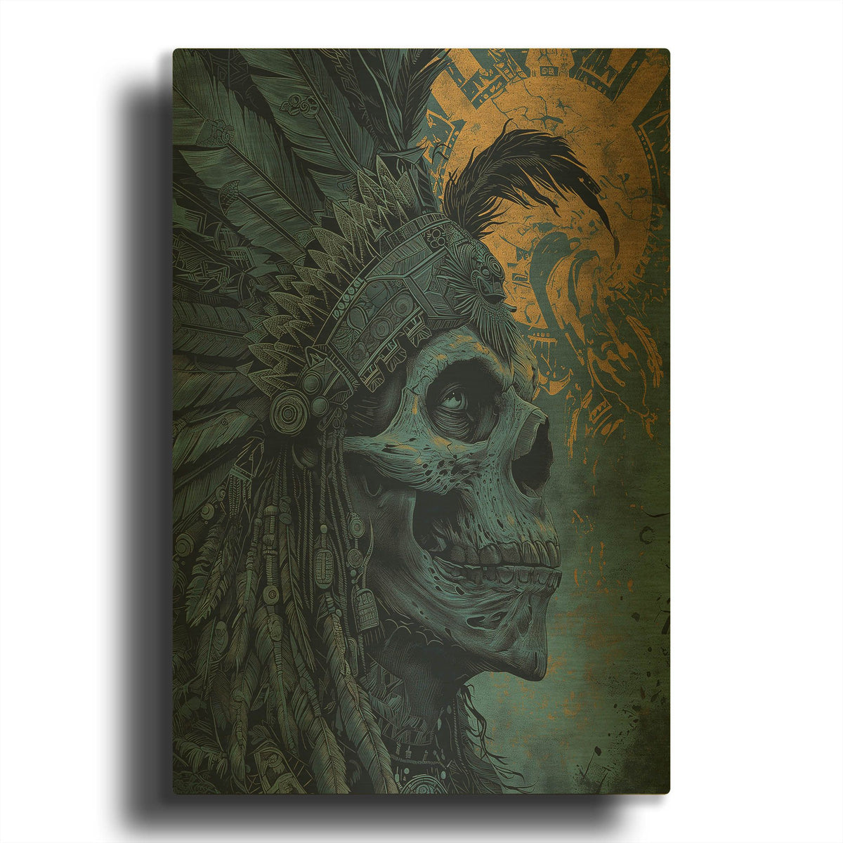 'Aztec King' By r3darch0n Gold Metal Wall Art