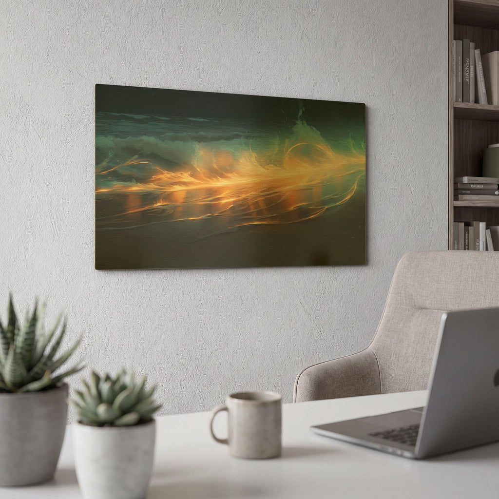 'Bioluminescent Waves' By r3darch0n Gold Metal Wall Art