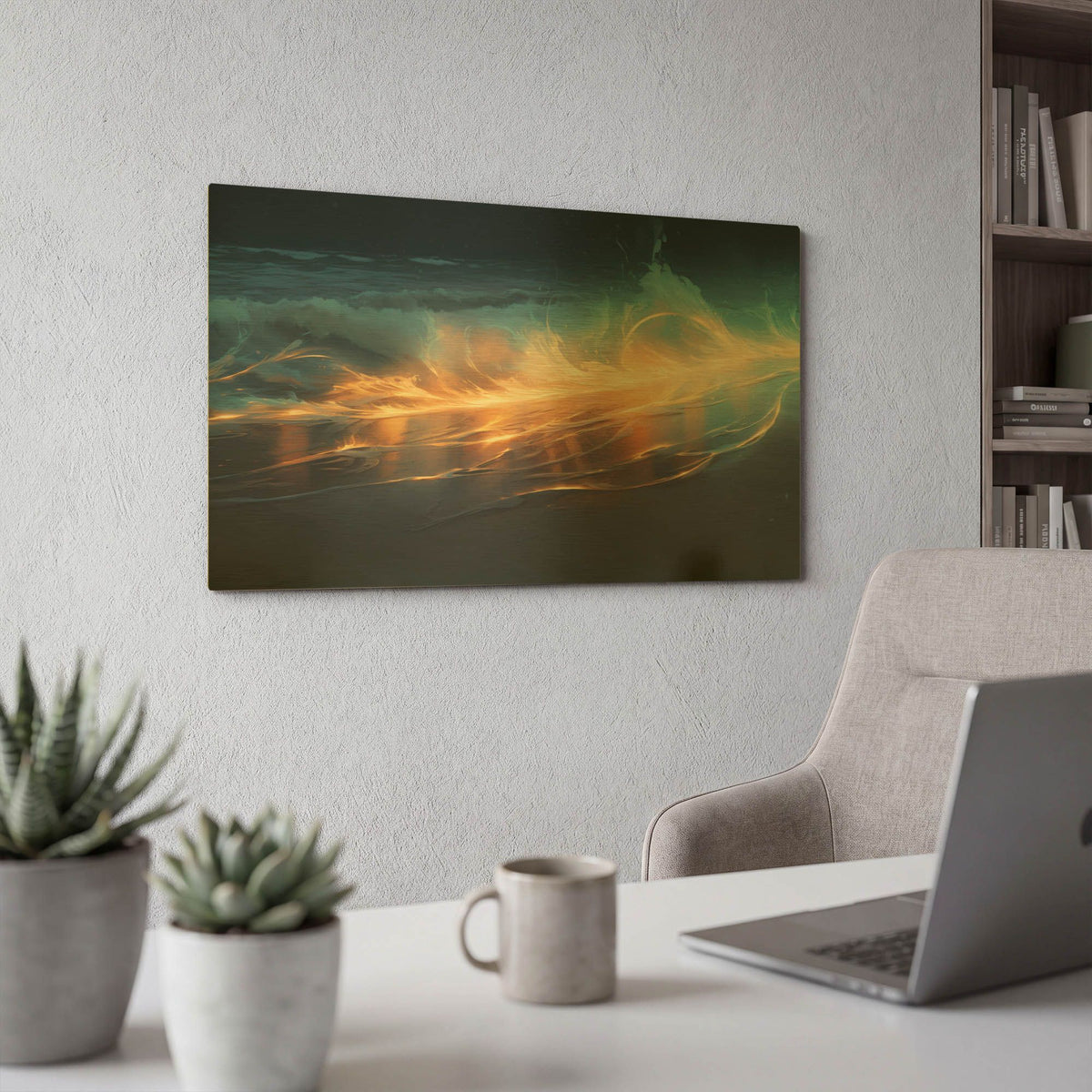 'Bioluminescent Waves' By r3darch0n Gold Metal Wall Art