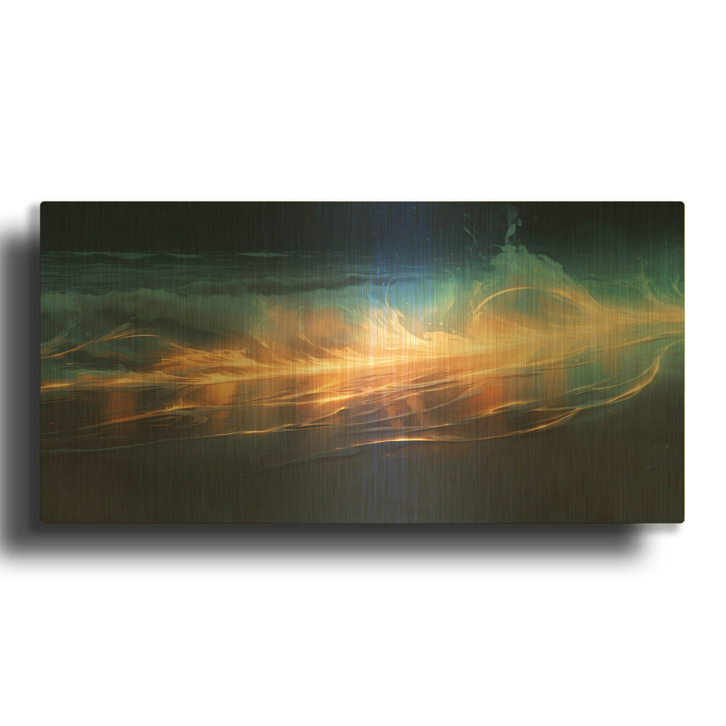 'Bioluminescent Waves' By r3darch0n Gold Metal Wall Art