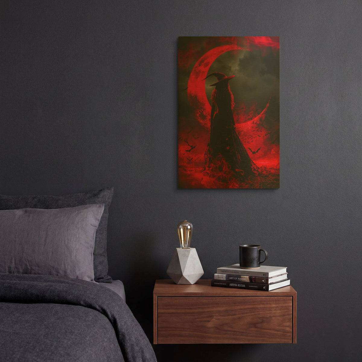 'Crimson Moon Enchantress' By r3darch0n Gold Metal Wall Art