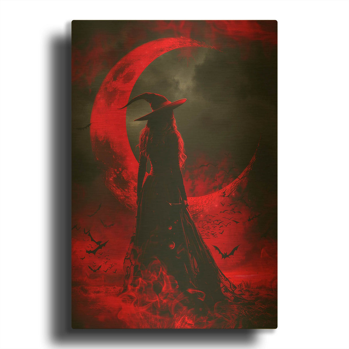 'Crimson Moon Enchantress' By r3darch0n Gold Metal Wall Art