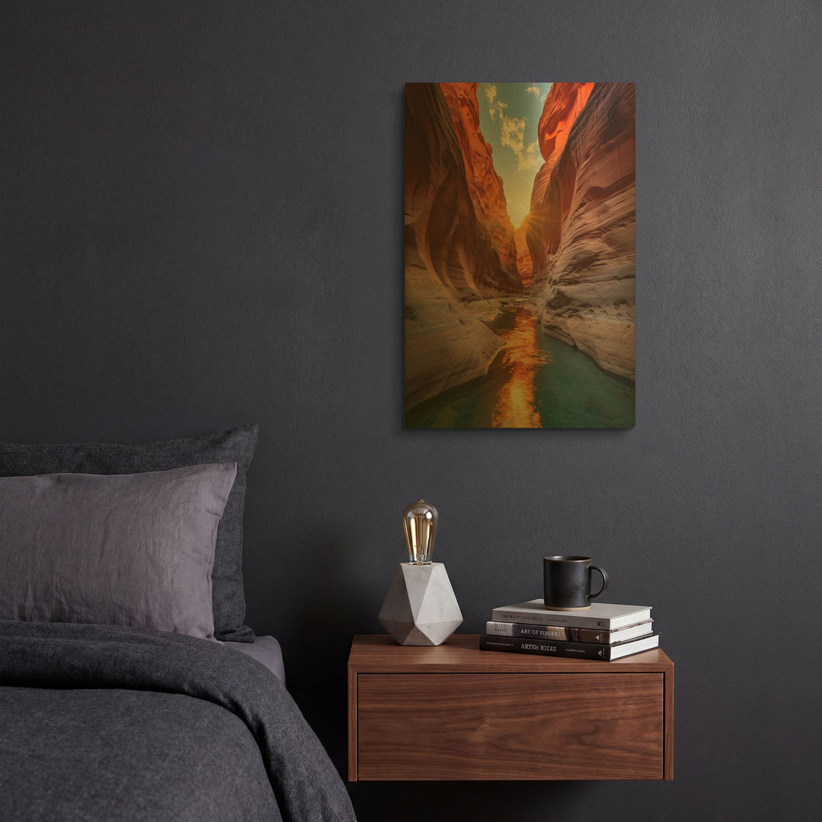 'Cut in the Cliffs' By r3darch0n Gold Metal Wall Art