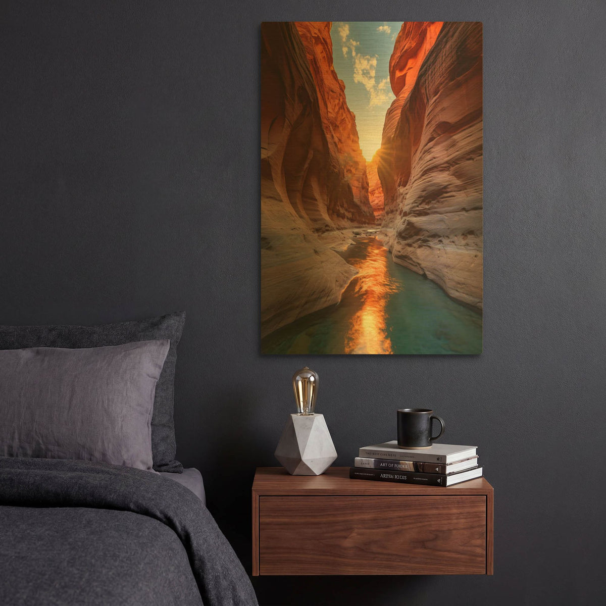 'Cut in the Cliffs' By r3darch0n Gold Metal Wall Art