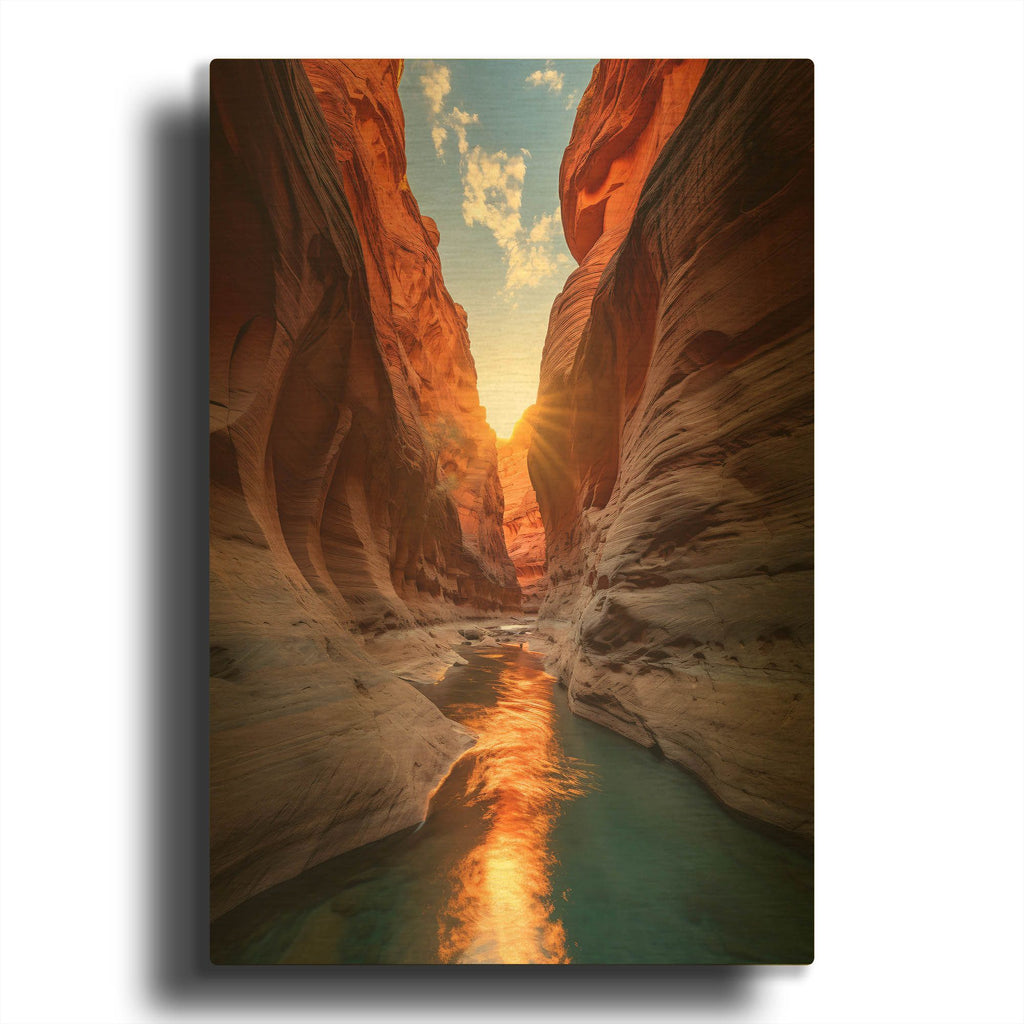 'Cut in the Cliffs' By r3darch0n Gold Metal Wall Art