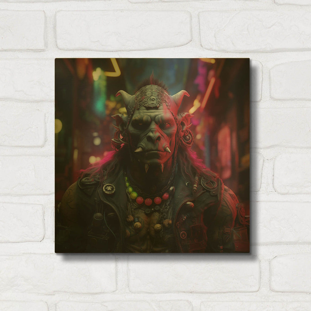 'Cyberpunk Orc Shaman' By r3darch0n Gold Metal Wall Art