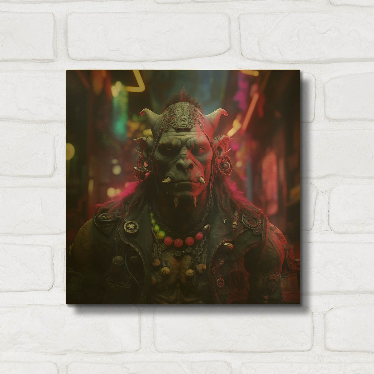 'Cyberpunk Orc Shaman' By r3darch0n Gold Metal Wall Art