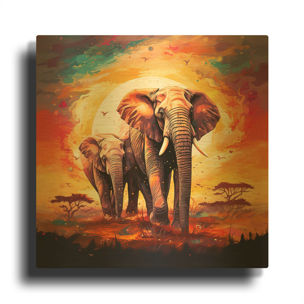 'Elephant' By r3darch0n Gold Metal Wall Art
