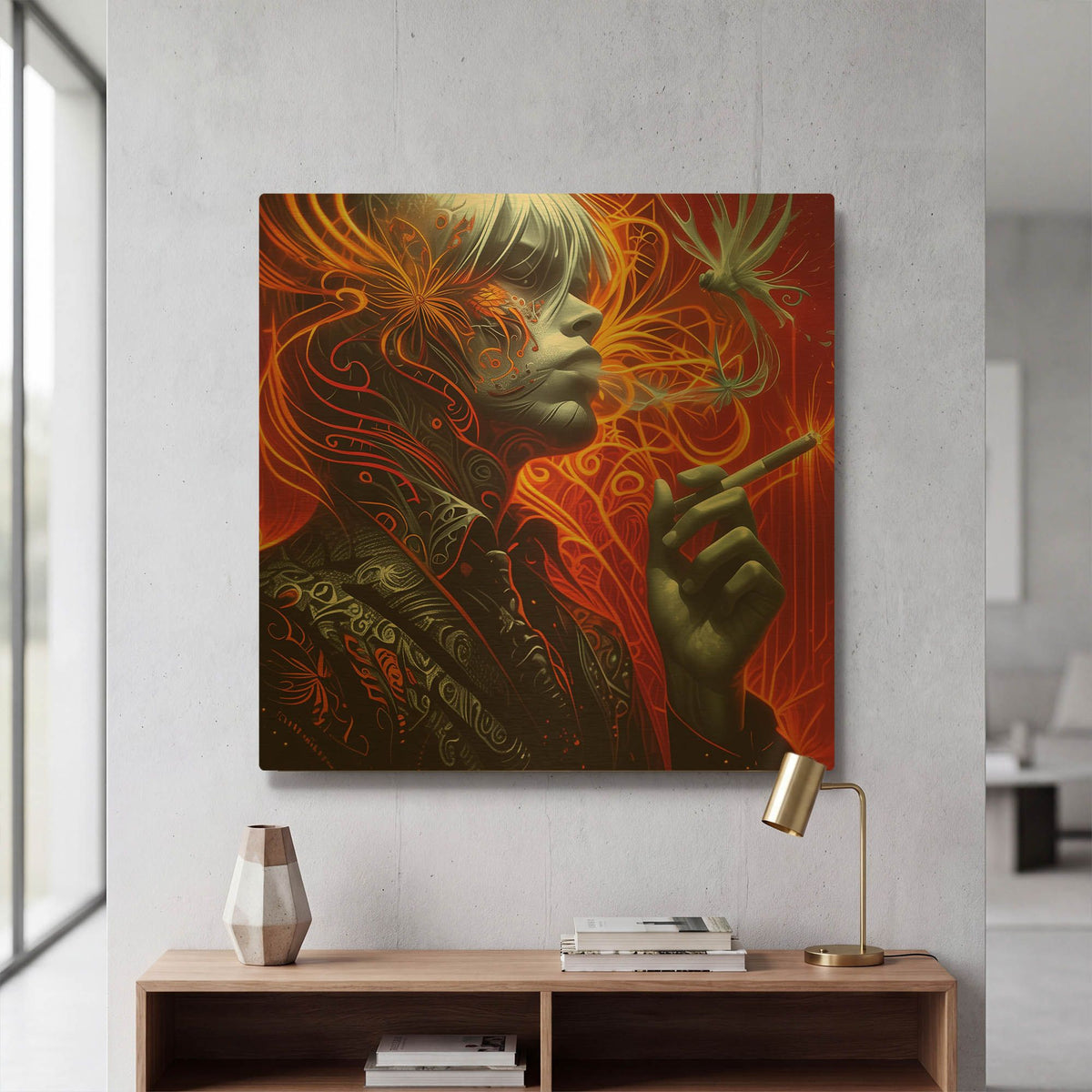 'Ethereal Ignition' By r3darch0n Gold Metal Wall Art