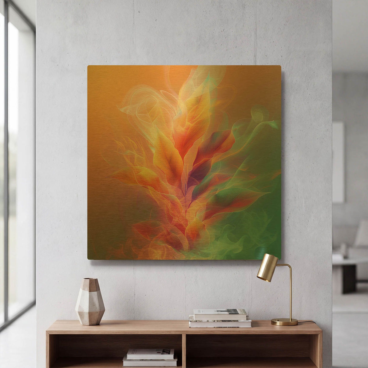 'Fiery Flora's Waltz' By r3darch0n Gold Metal Wall Art
