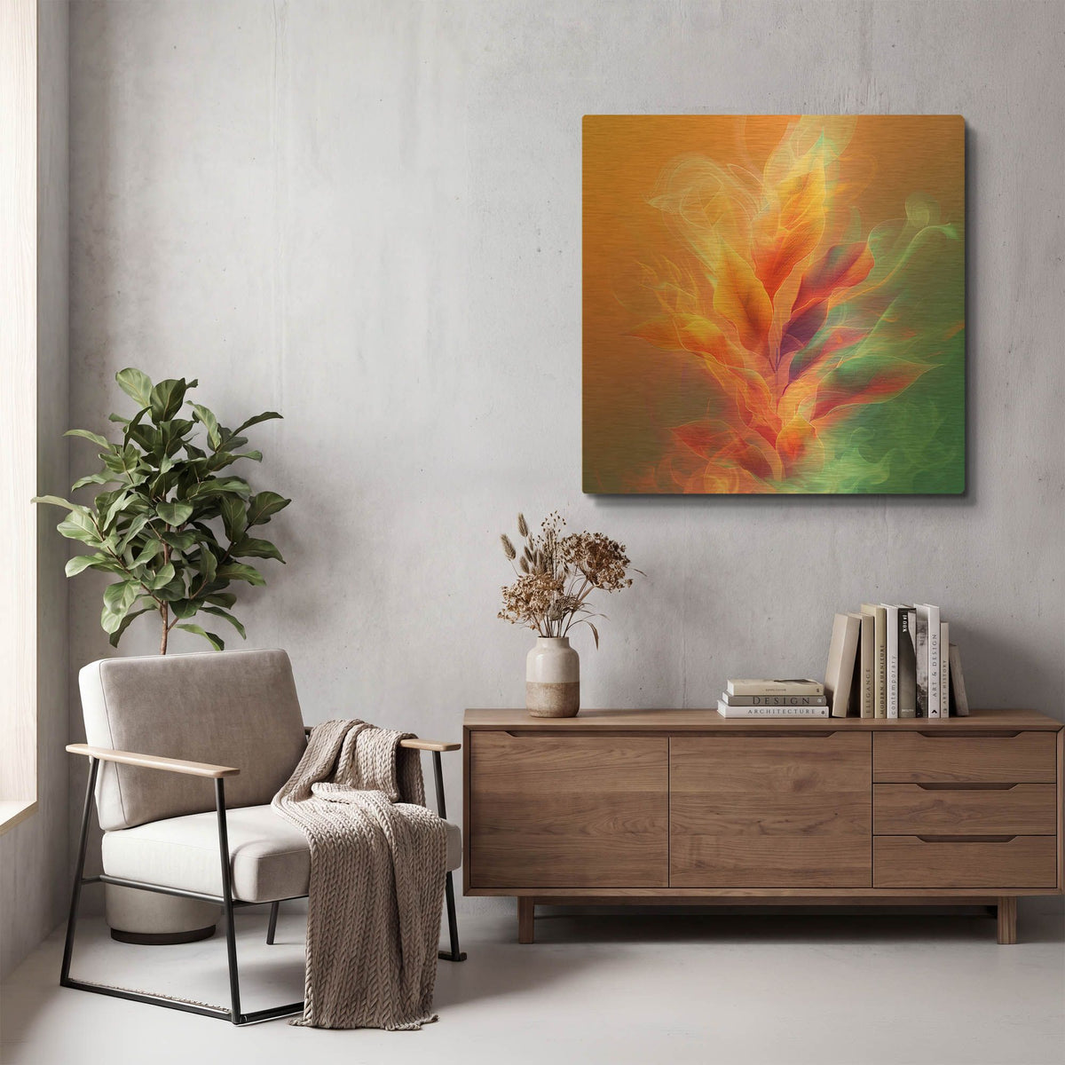 'Fiery Flora's Waltz' By r3darch0n Gold Metal Wall Art