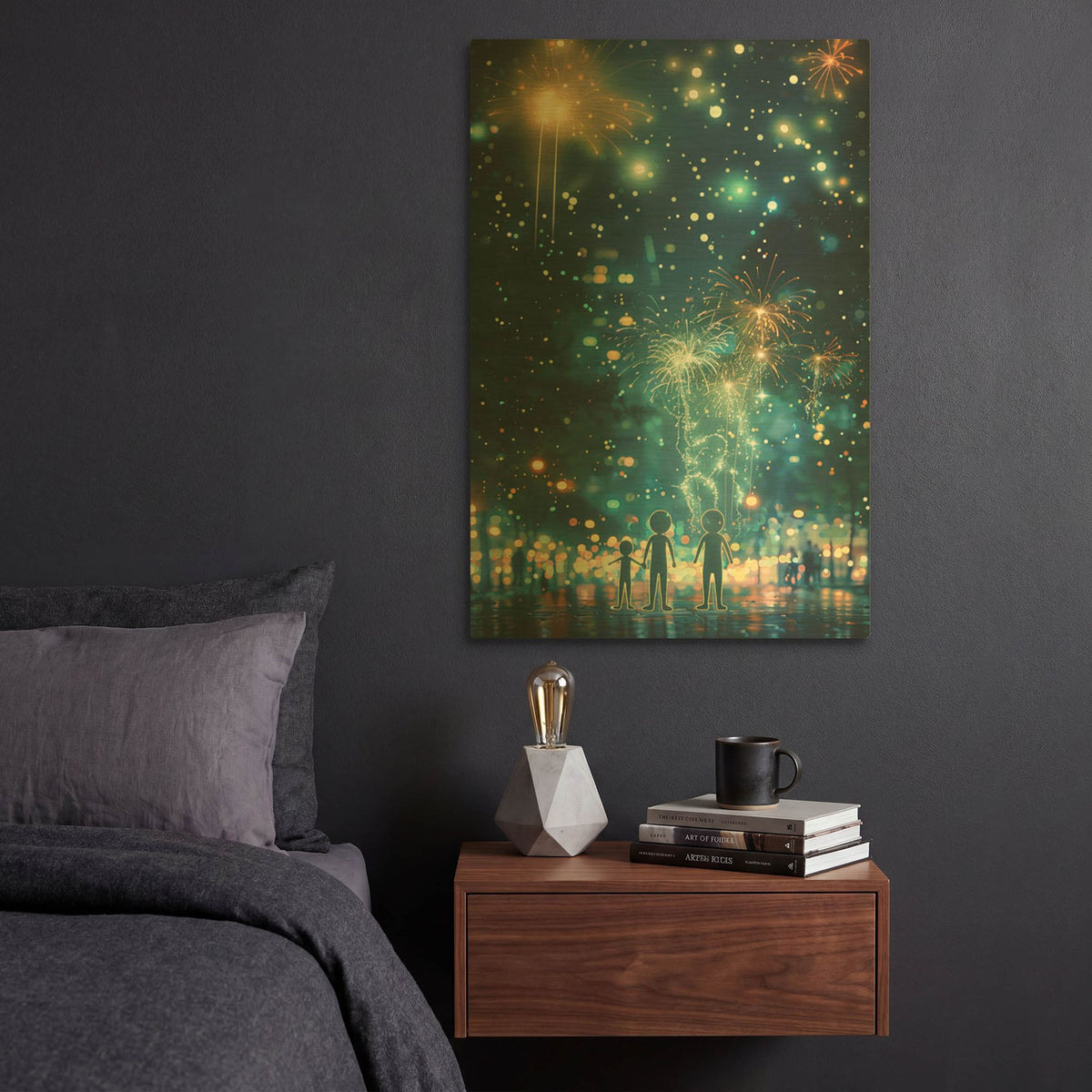'Fireworks' By r3darch0n Gold Metal Wall Art