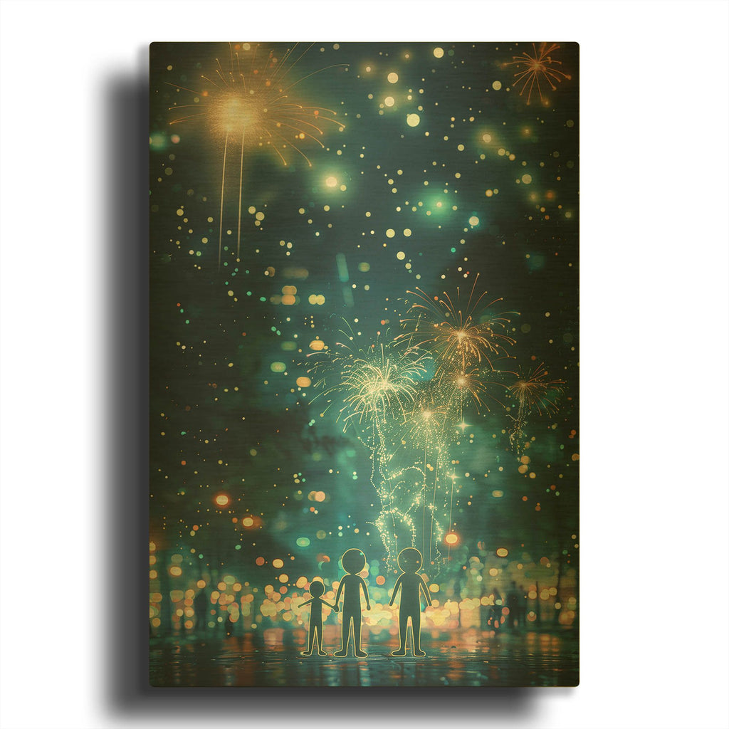 'Fireworks' By r3darch0n Gold Metal Wall Art