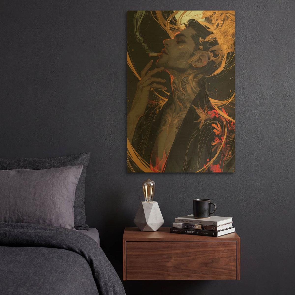 'Follow the Smoke' By r3darch0n Gold Metal Wall Art