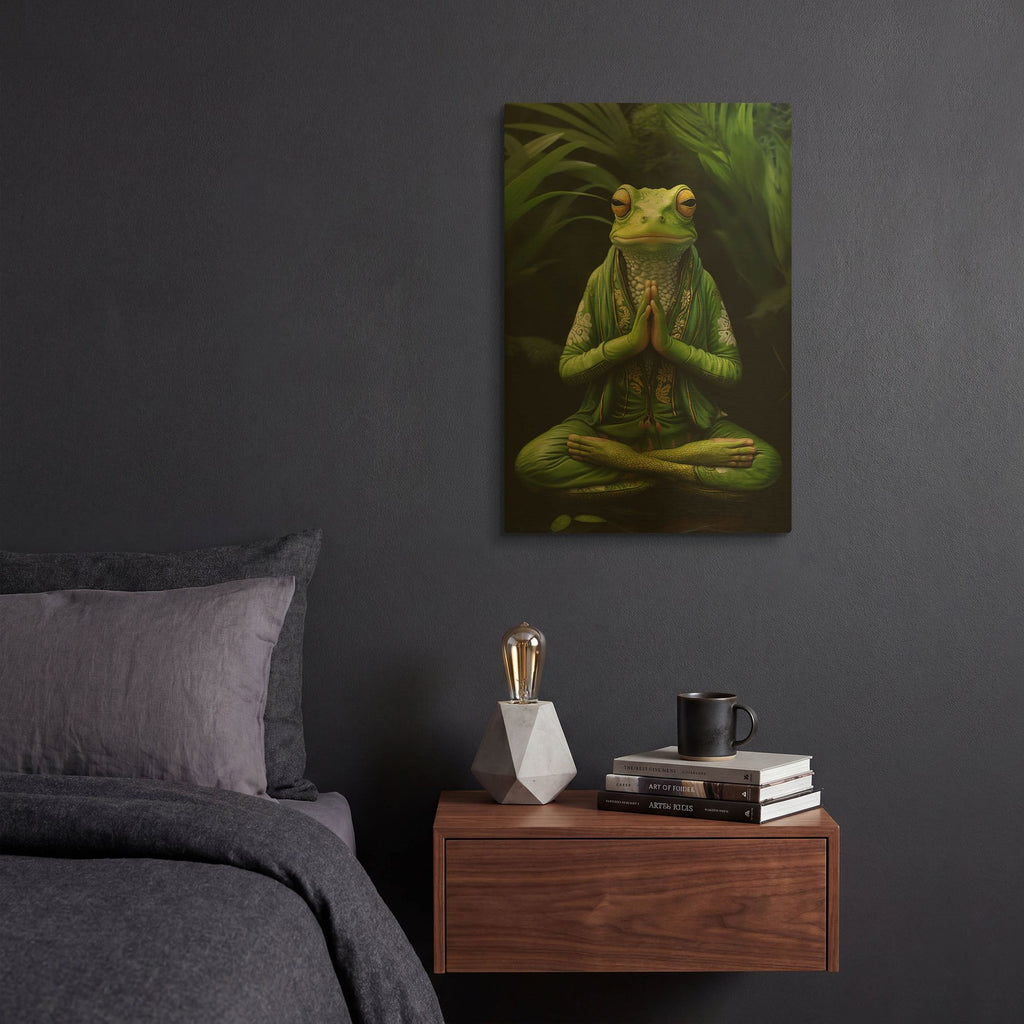 'Frog Zen' By r3darch0n Gold Metal Wall Art