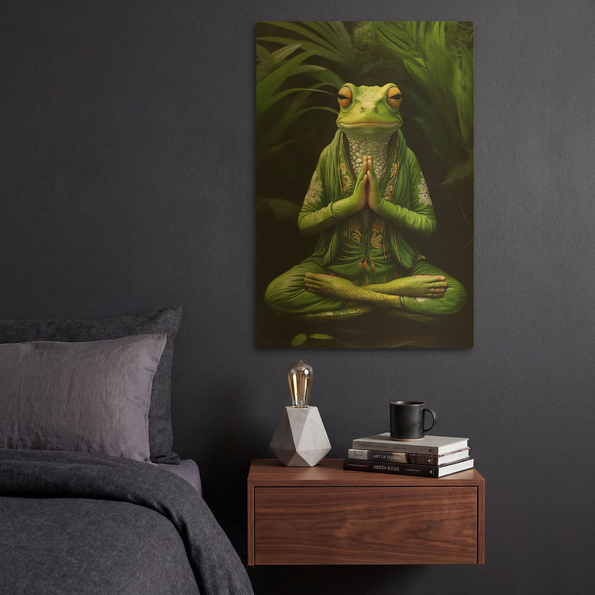 'Frog Zen' By r3darch0n Gold Metal Wall Art