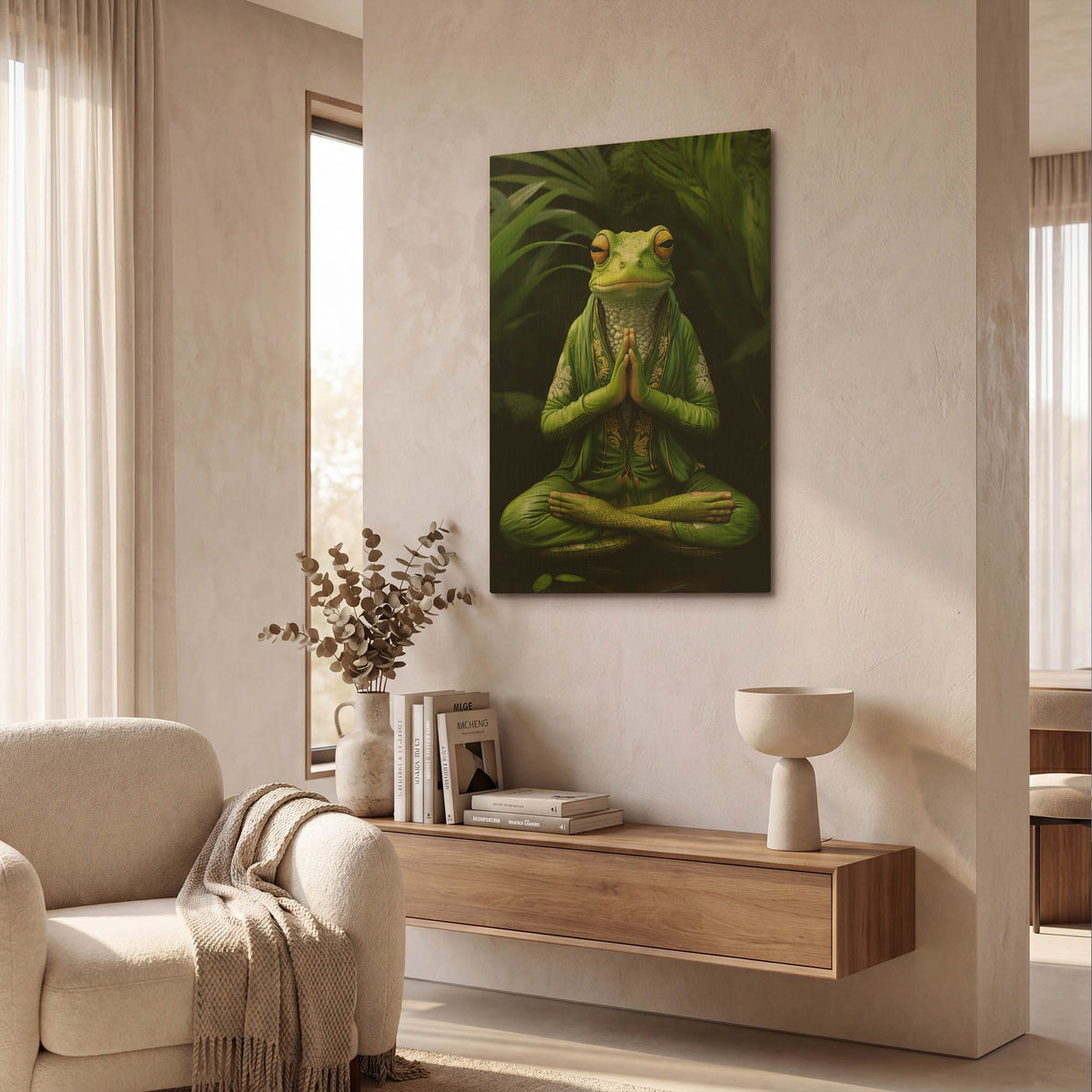 'Frog Zen' By r3darch0n Gold Metal Wall Art