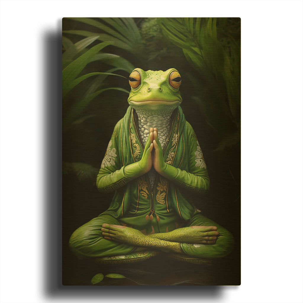 'Frog Zen' By r3darch0n Gold Metal Wall Art