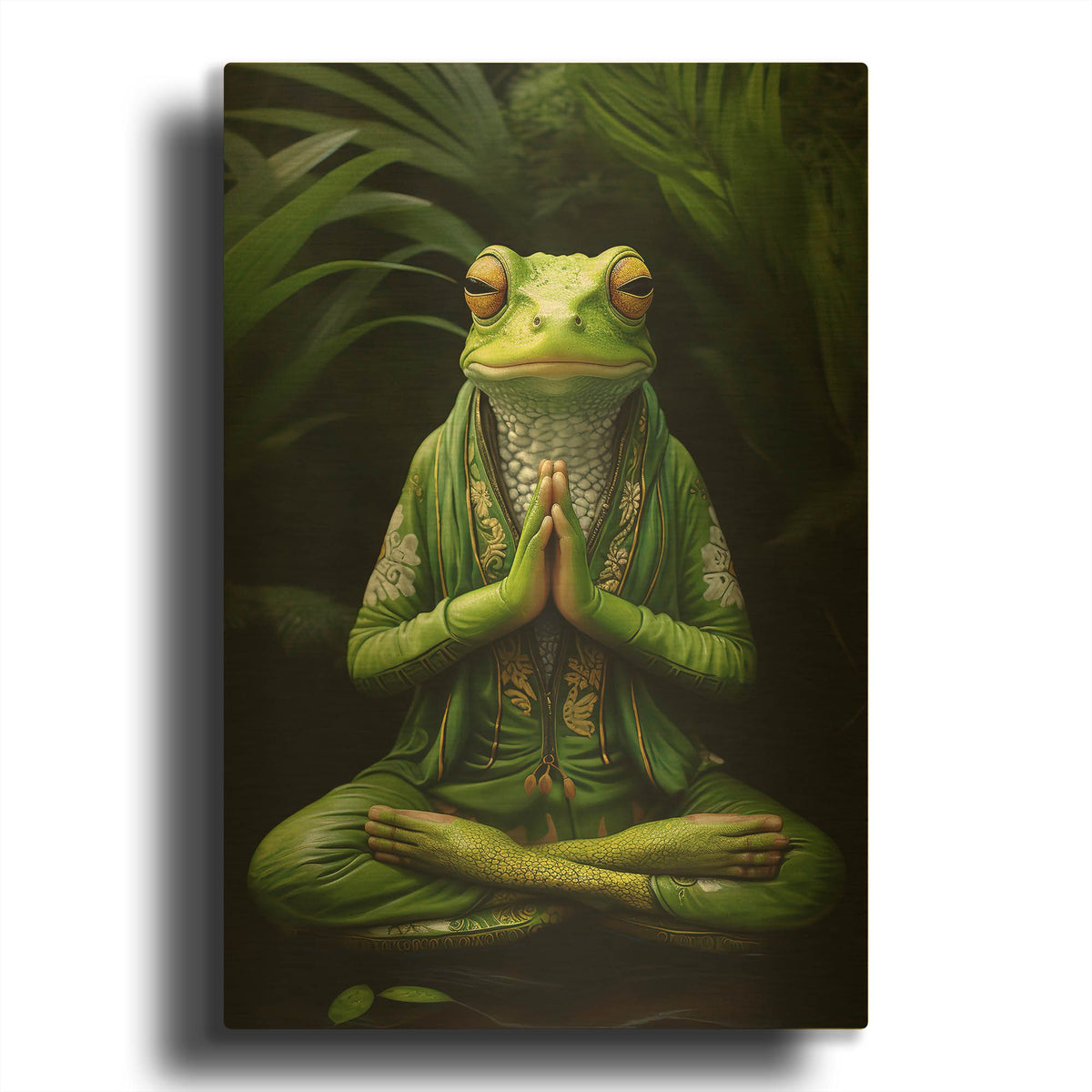 'Frog Zen' By r3darch0n Gold Metal Wall Art