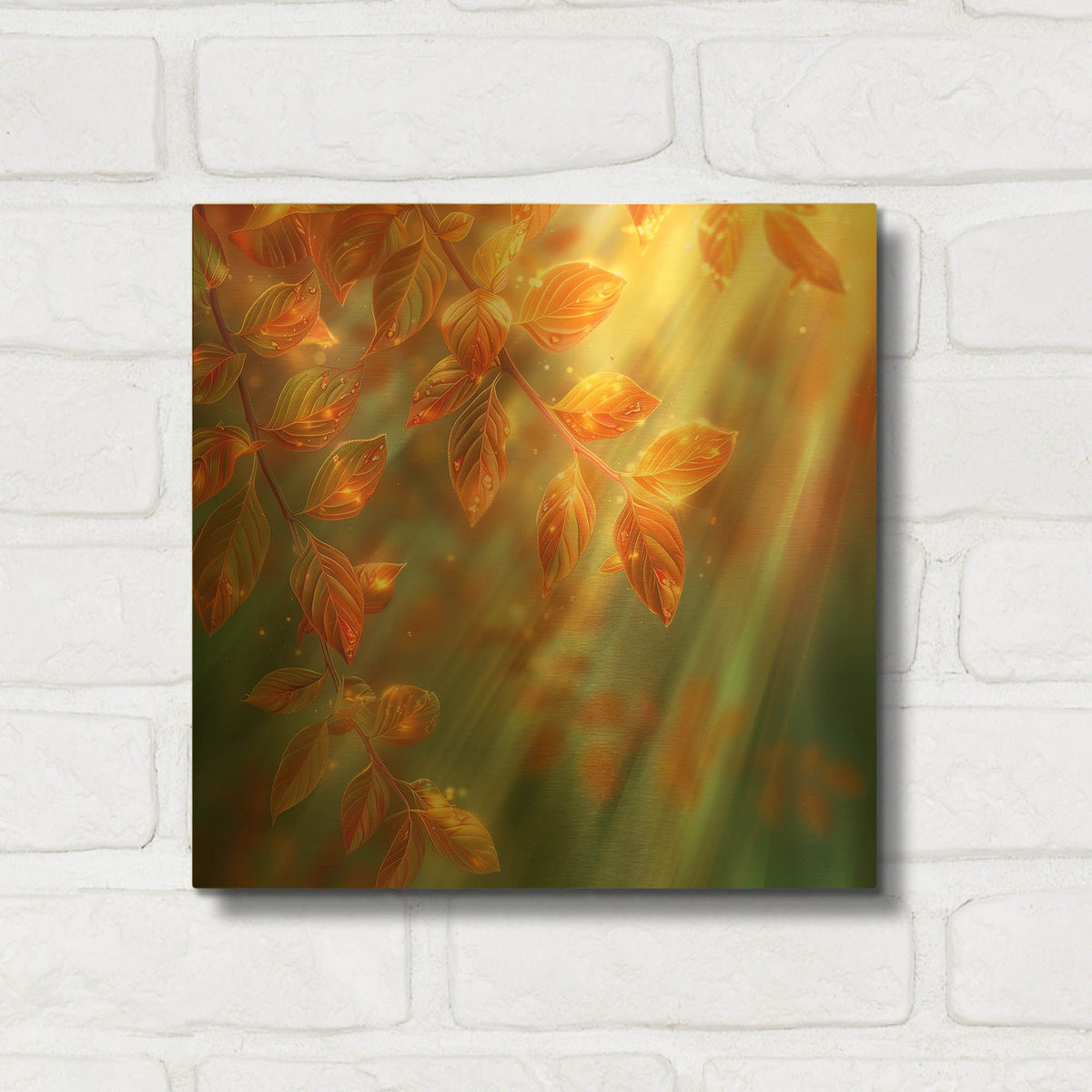 'Glistening Tears on Autumn Leaves' By r3darch0n Gold Metal Wall Art