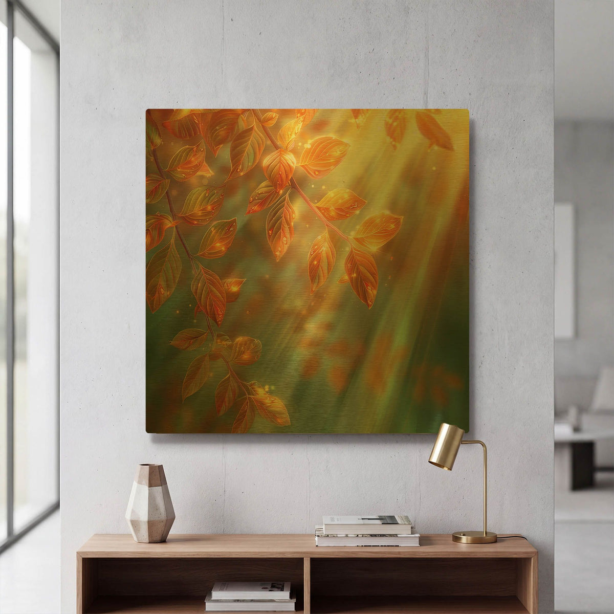 'Glistening Tears on Autumn Leaves' By r3darch0n Gold Metal Wall Art