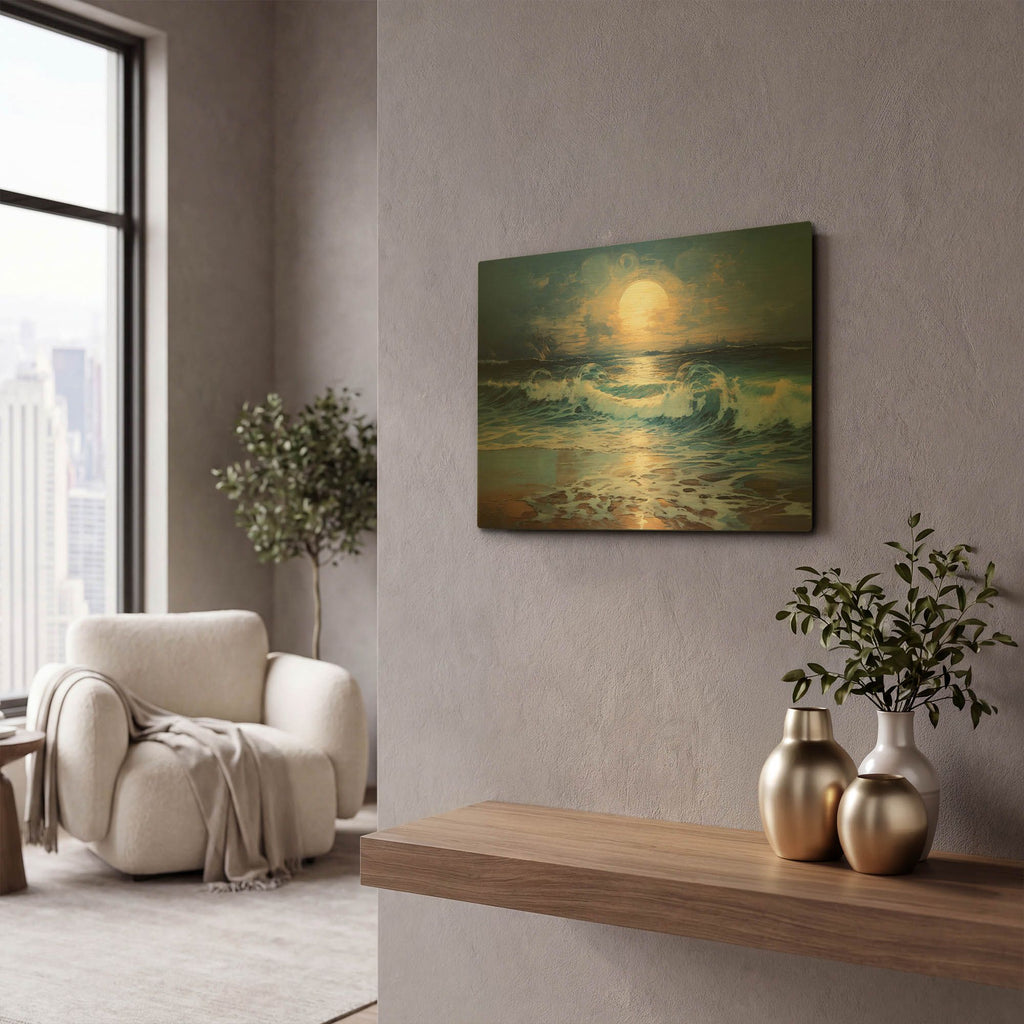 'High Tide Night' By r3darch0n Gold Metal Wall Art
