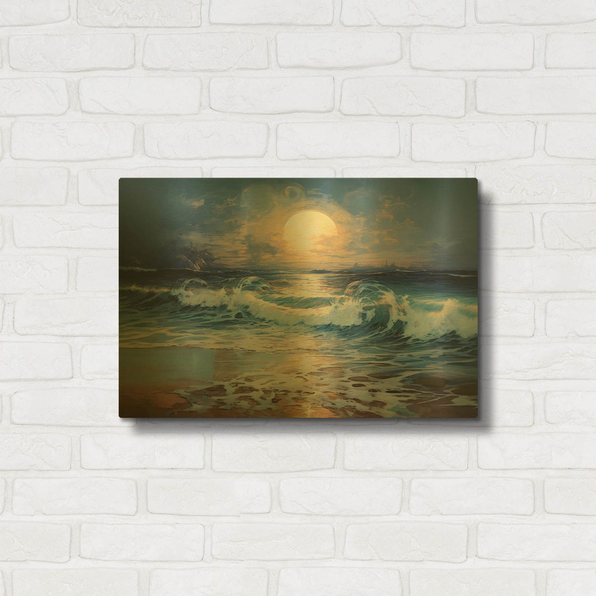 'High Tide Night' By r3darch0n Gold Metal Wall Art