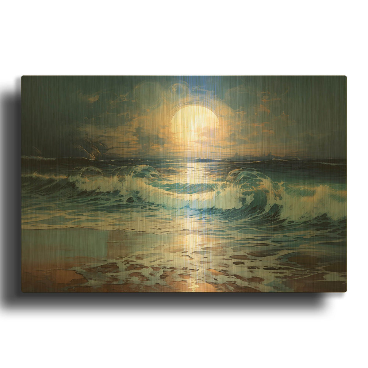 'High Tide Night' By r3darch0n Gold Metal Wall Art