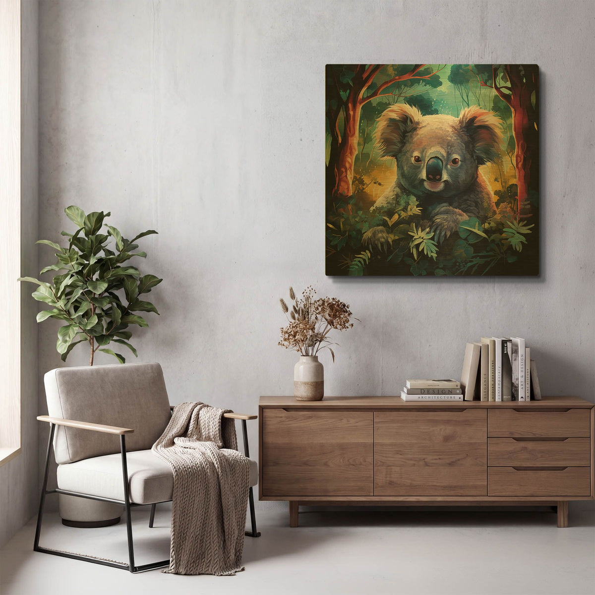 'Koala' By r3darch0n Gold Metal Wall Art