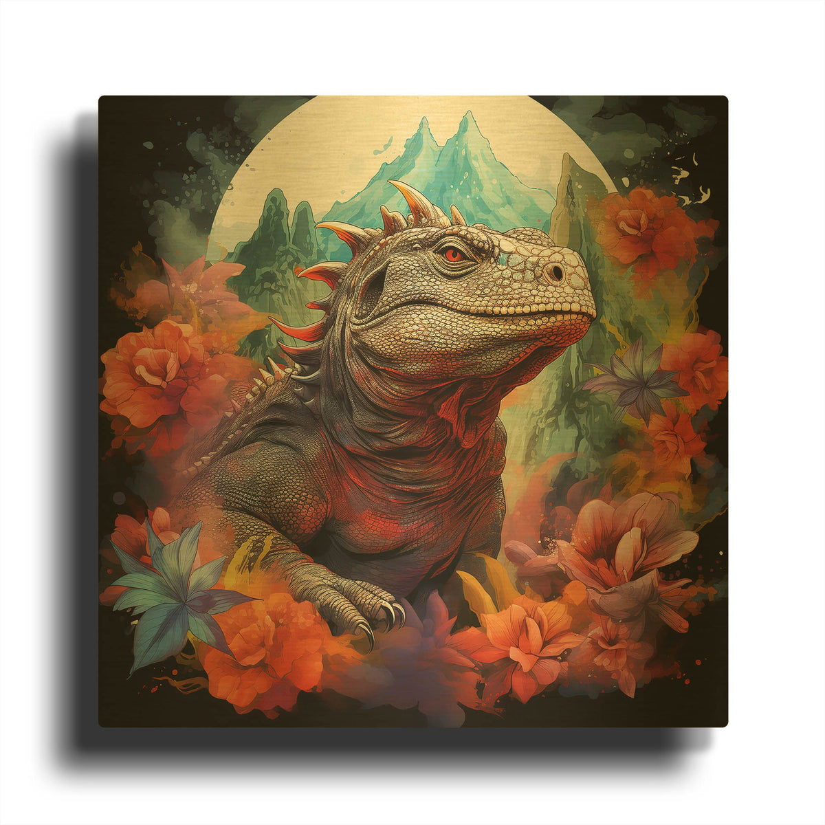 'Komodo 2' By r3darch0n Gold Metal Wall Art