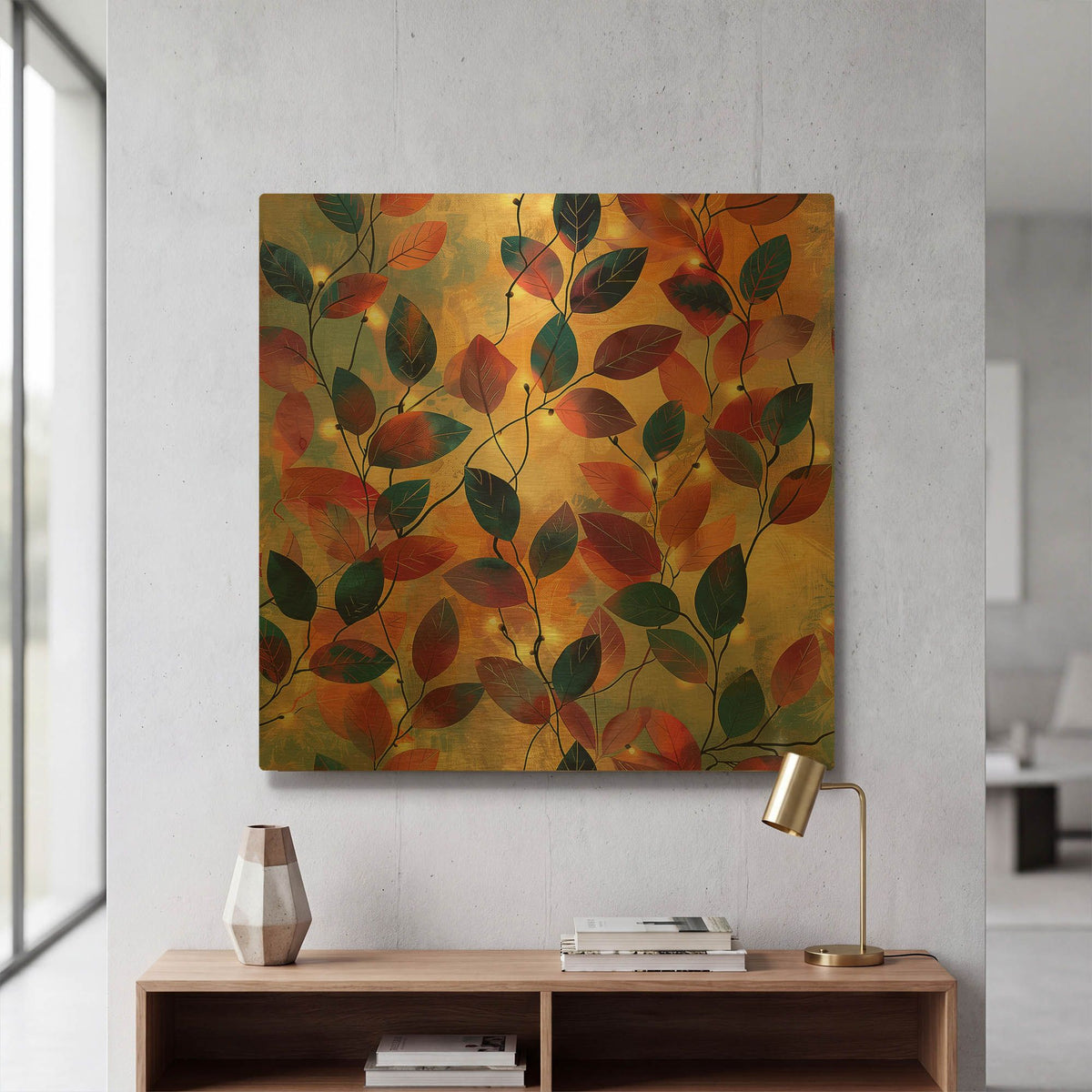 'Leaves of Dawn' By r3darch0n Gold Metal Wall Art