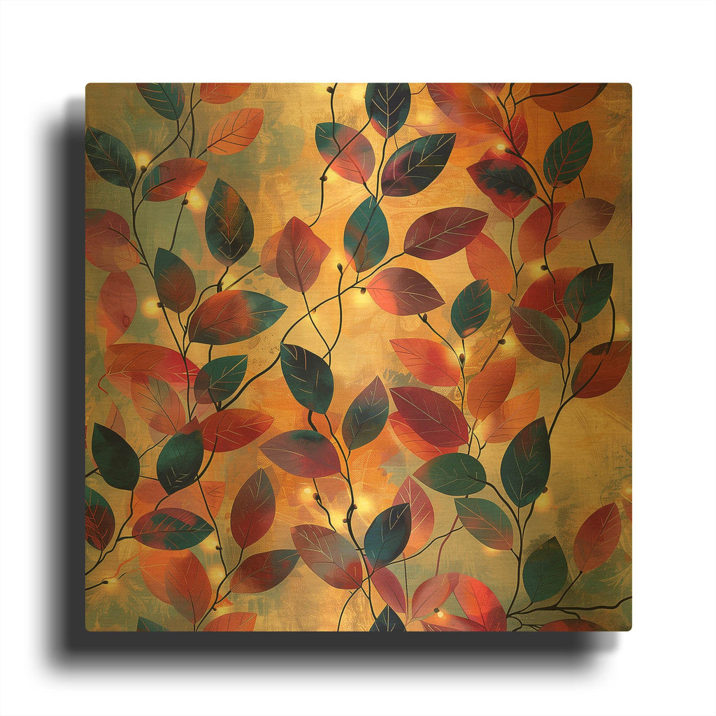 'Leaves of Dawn' By r3darch0n Gold Metal Wall Art