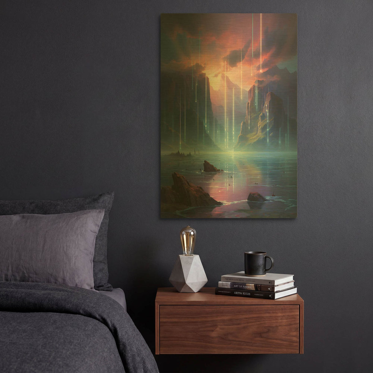 'Light Pillars' By r3darch0n Gold Metal Wall Art