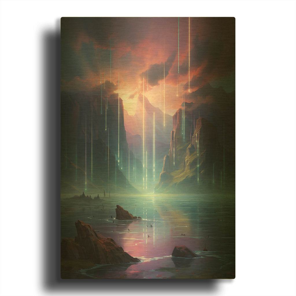 'Light Pillars' By r3darch0n Gold Metal Wall Art