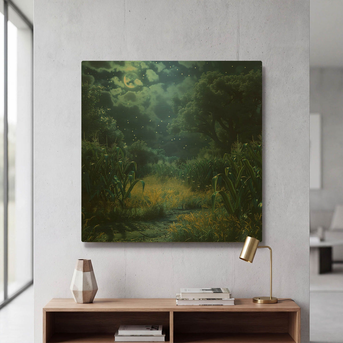 'Moonlit Clearing' By r3darch0n Gold Metal Wall Art