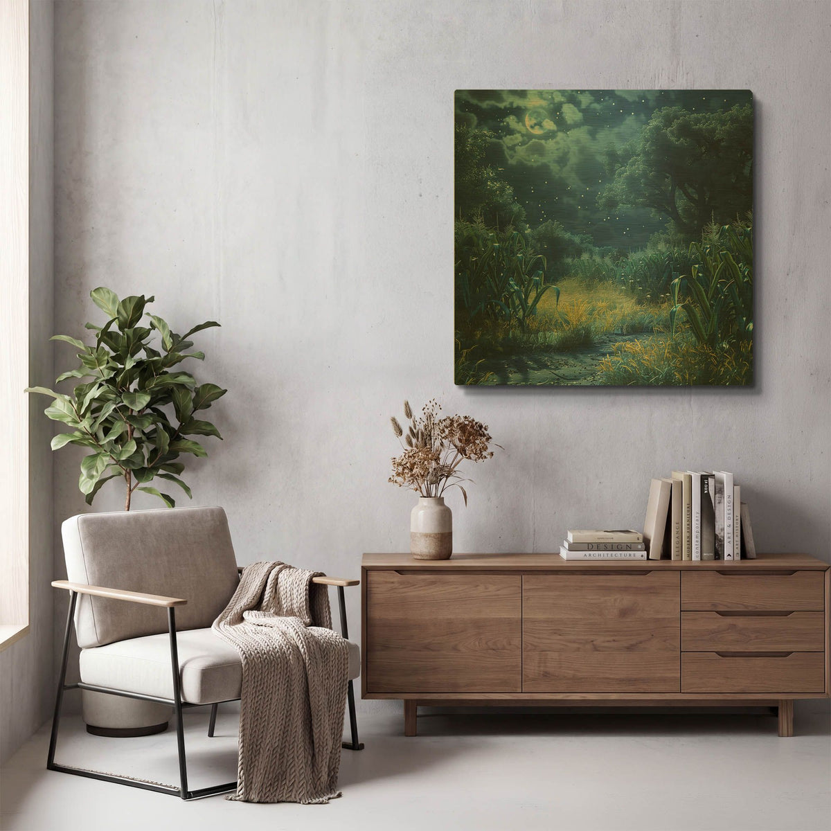 'Moonlit Clearing' By r3darch0n Gold Metal Wall Art