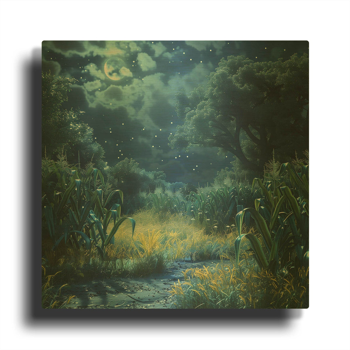 'Moonlit Clearing' By r3darch0n Gold Metal Wall Art