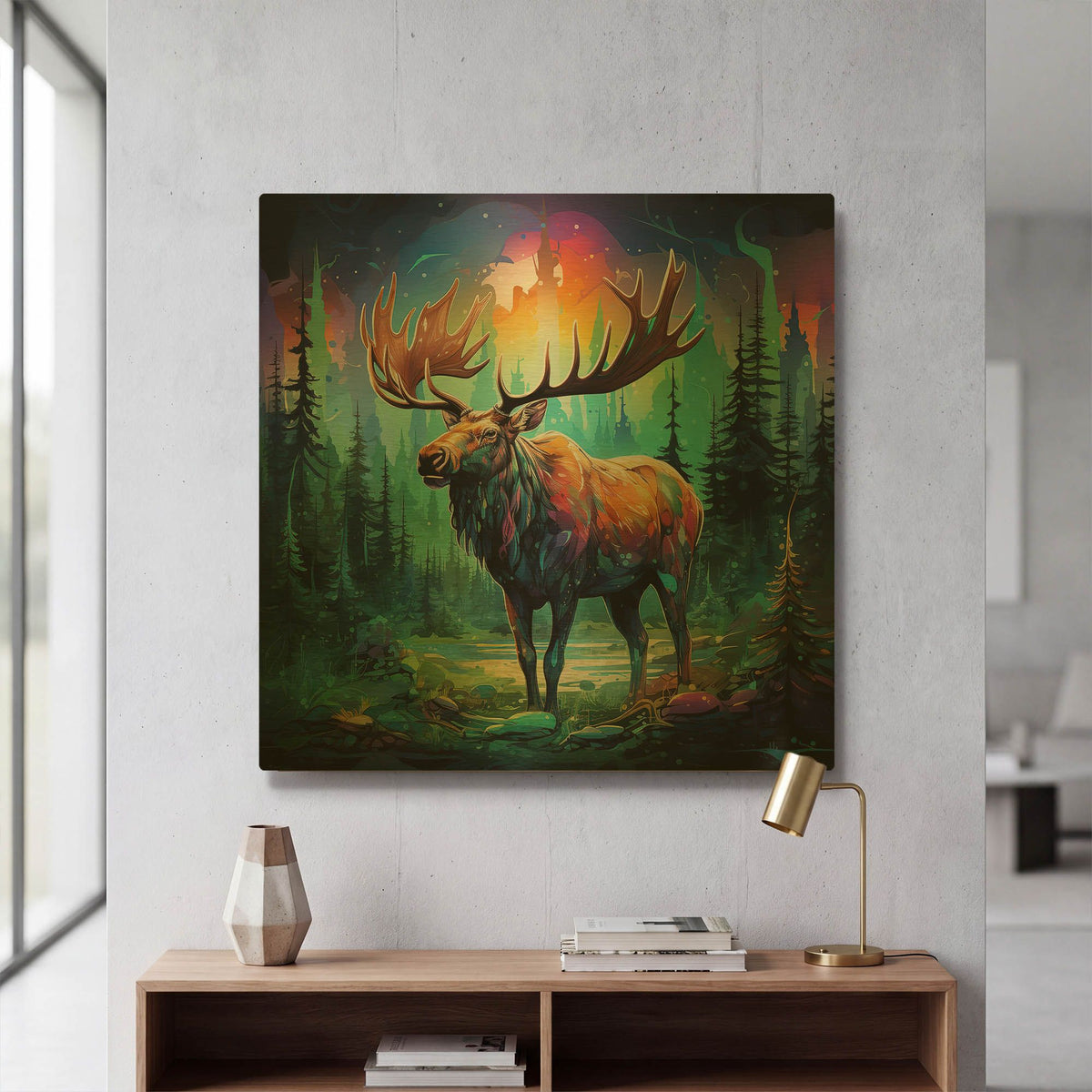 'Moose' By r3darch0n Gold Metal Wall Art