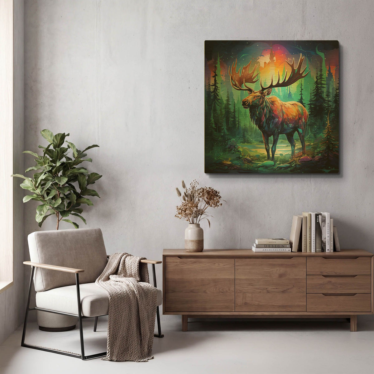 'Moose' By r3darch0n Gold Metal Wall Art