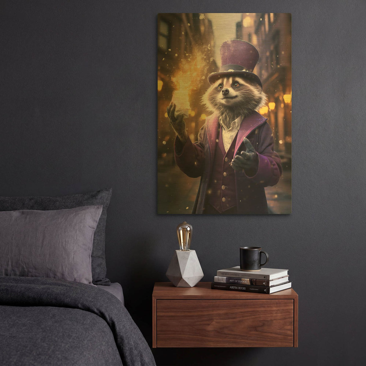 'Mystic Paw in the City' By r3darch0n Gold Metal Wall Art