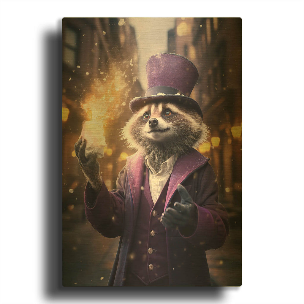 'Mystic Paw in the City' By r3darch0n Gold Metal Wall Art