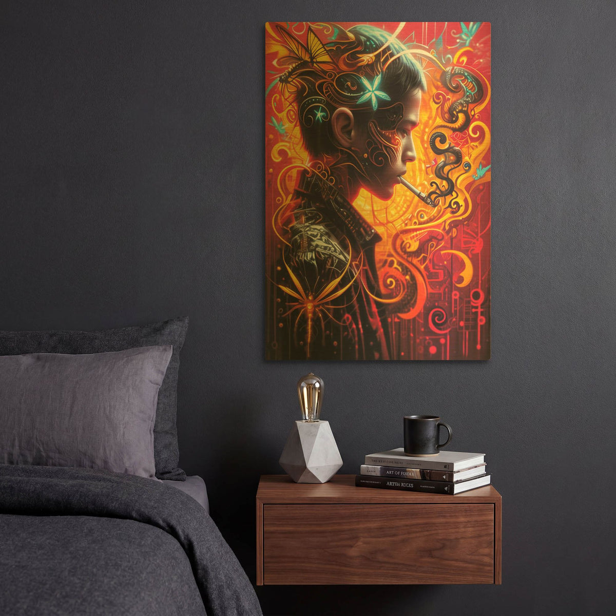 'Mythical Inhalations' By r3darch0n Gold Metal Wall Art