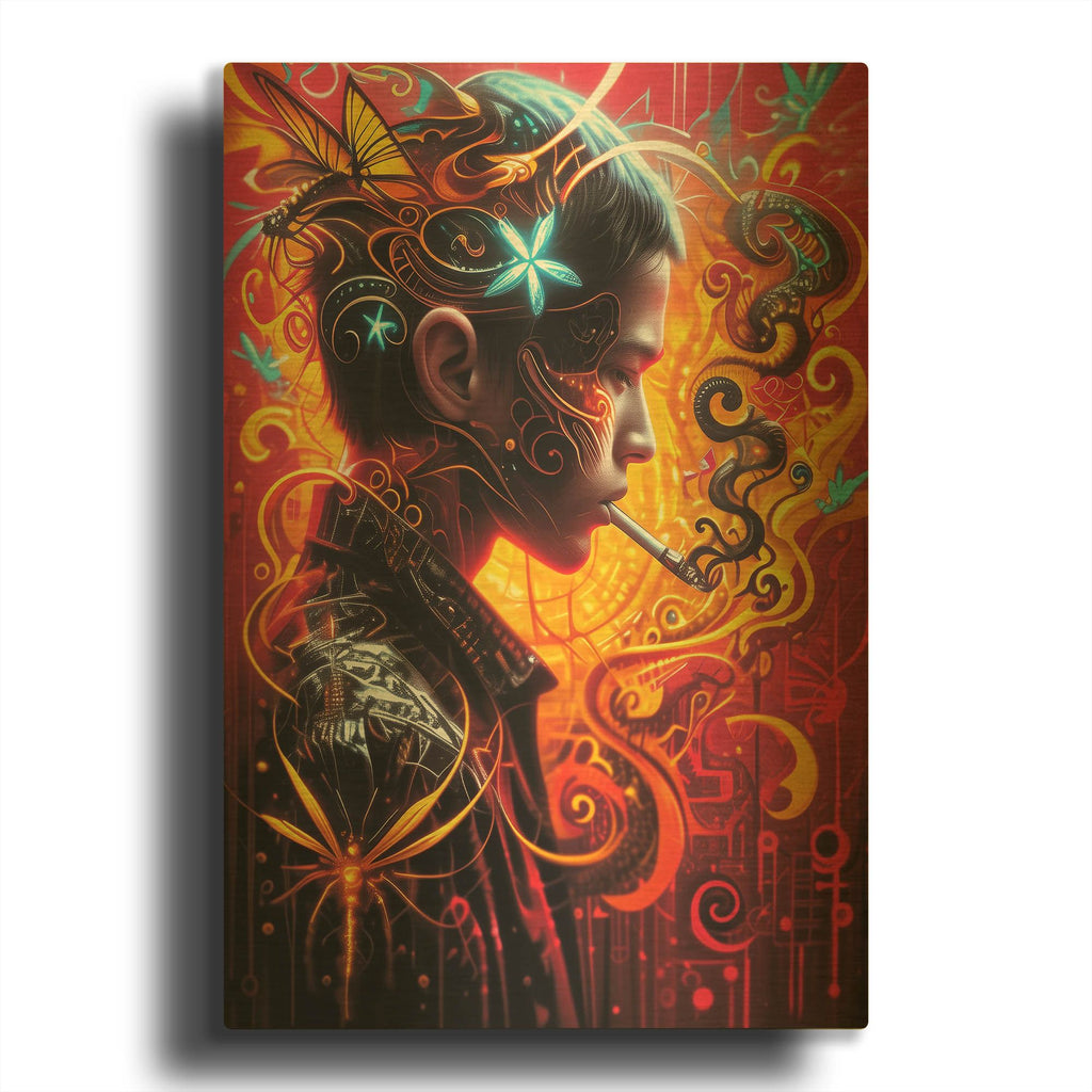 'Mythical Inhalations' By r3darch0n Gold Metal Wall Art