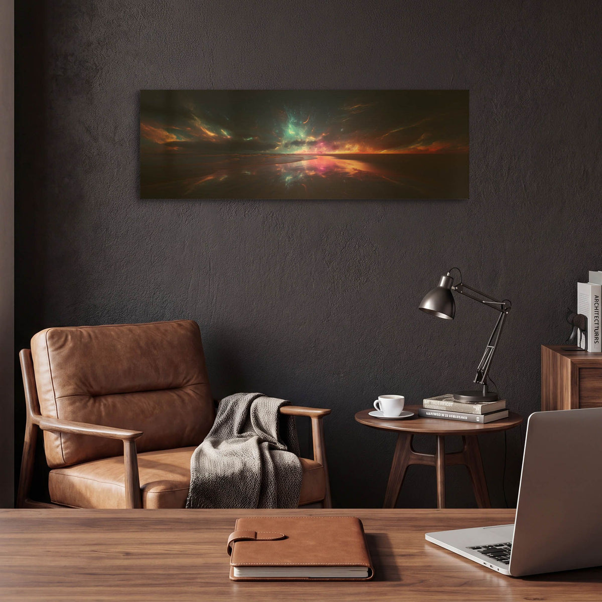 'Neon Sunrise' By r3darch0n Gold Metal Wall Art