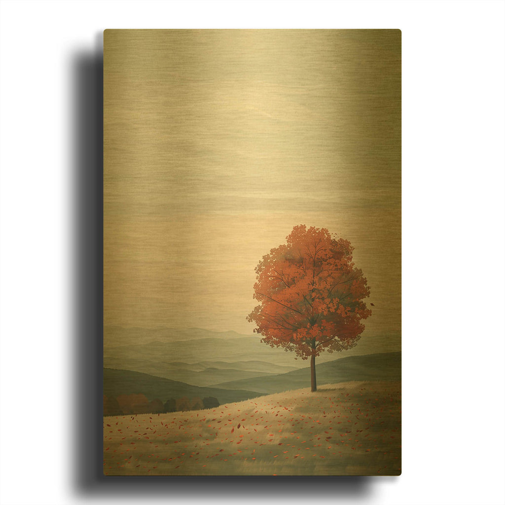 'Peace in Autumn' By r3darch0n Gold Metal Wall Art