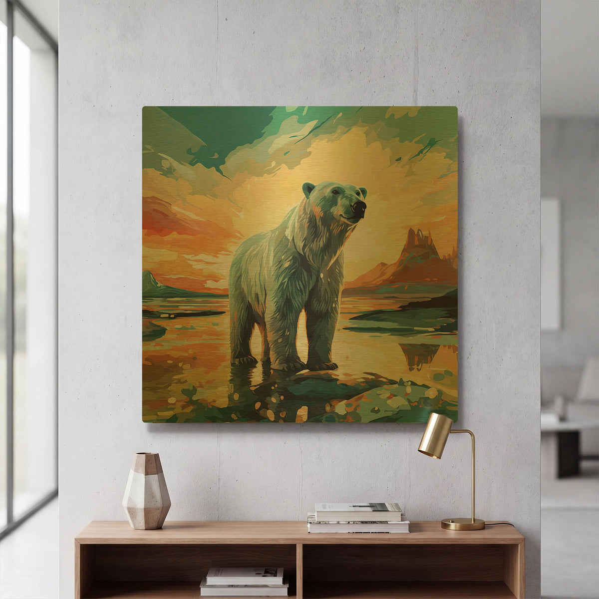'Polar Bear' By r3darch0n Gold Metal Wall Art