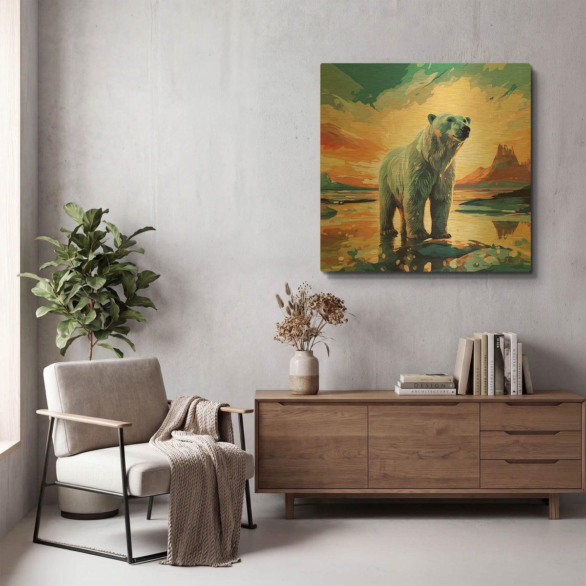 'Polar Bear' By r3darch0n Gold Metal Wall Art