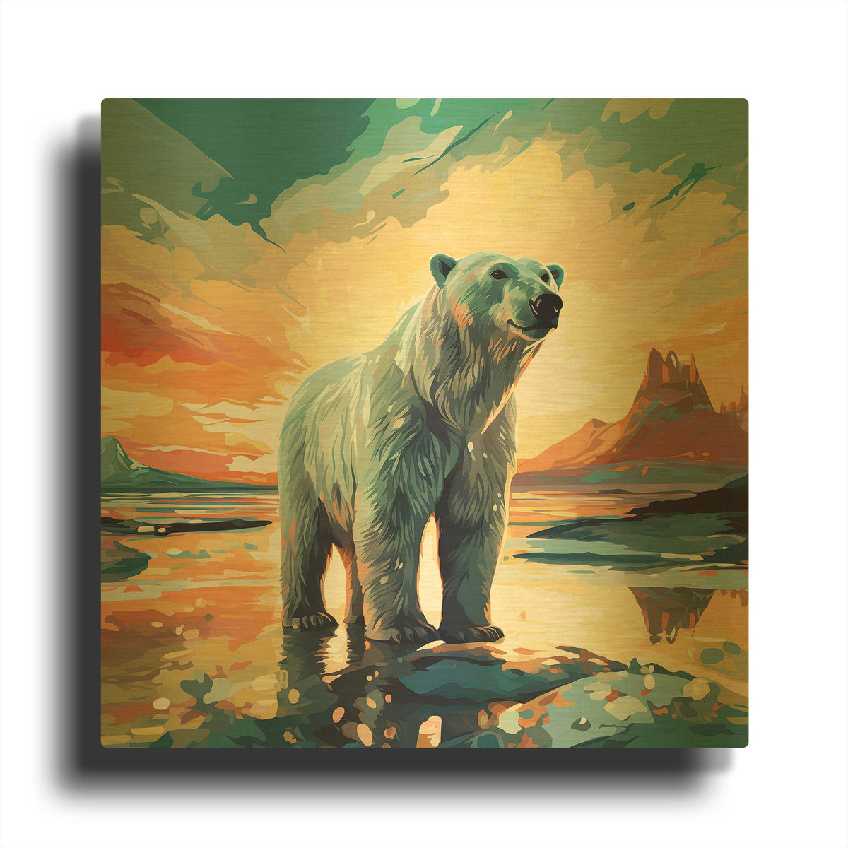 'Polar Bear' By r3darch0n Gold Metal Wall Art
