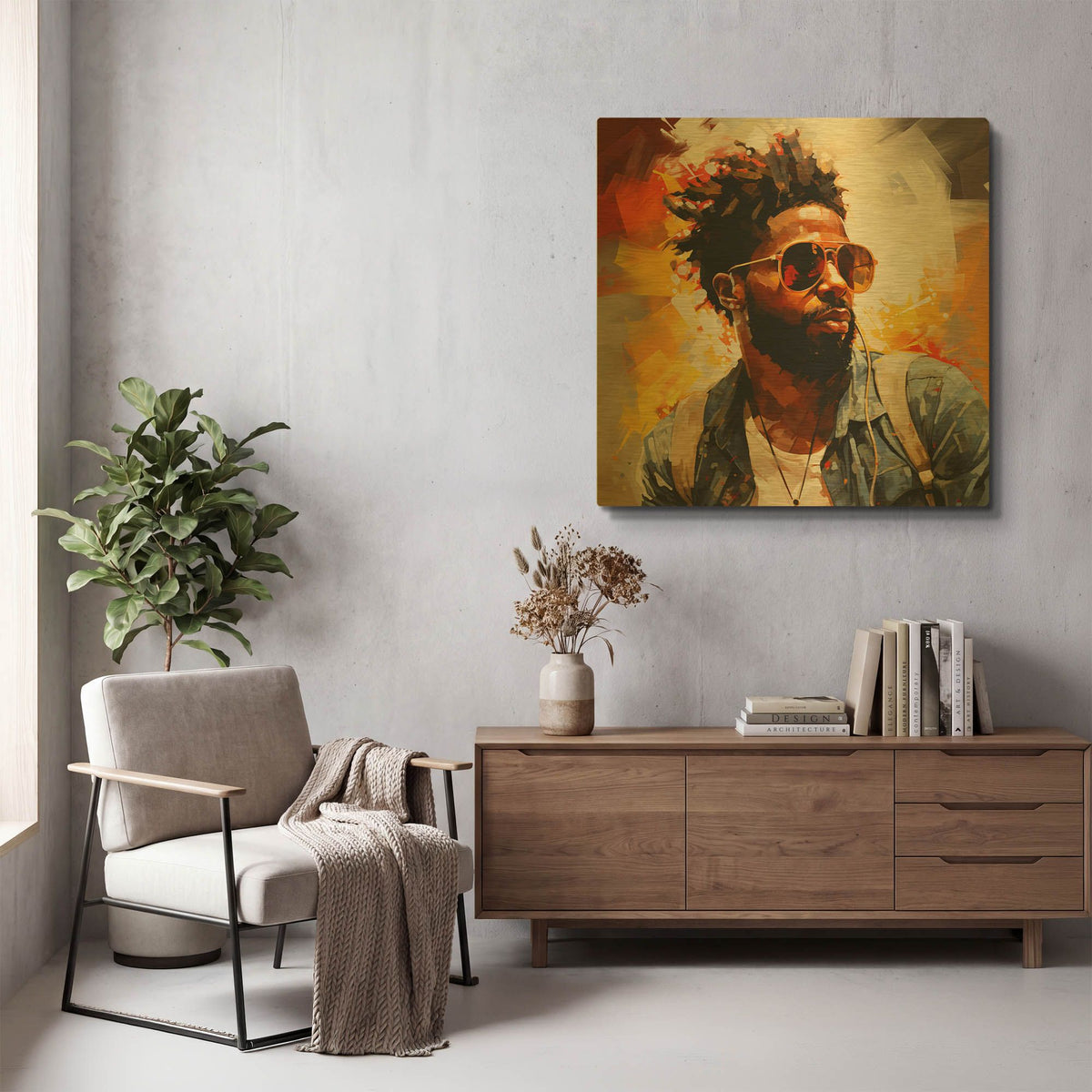 'Portrait On The Go' By r3darch0n Gold Metal Wall Art
