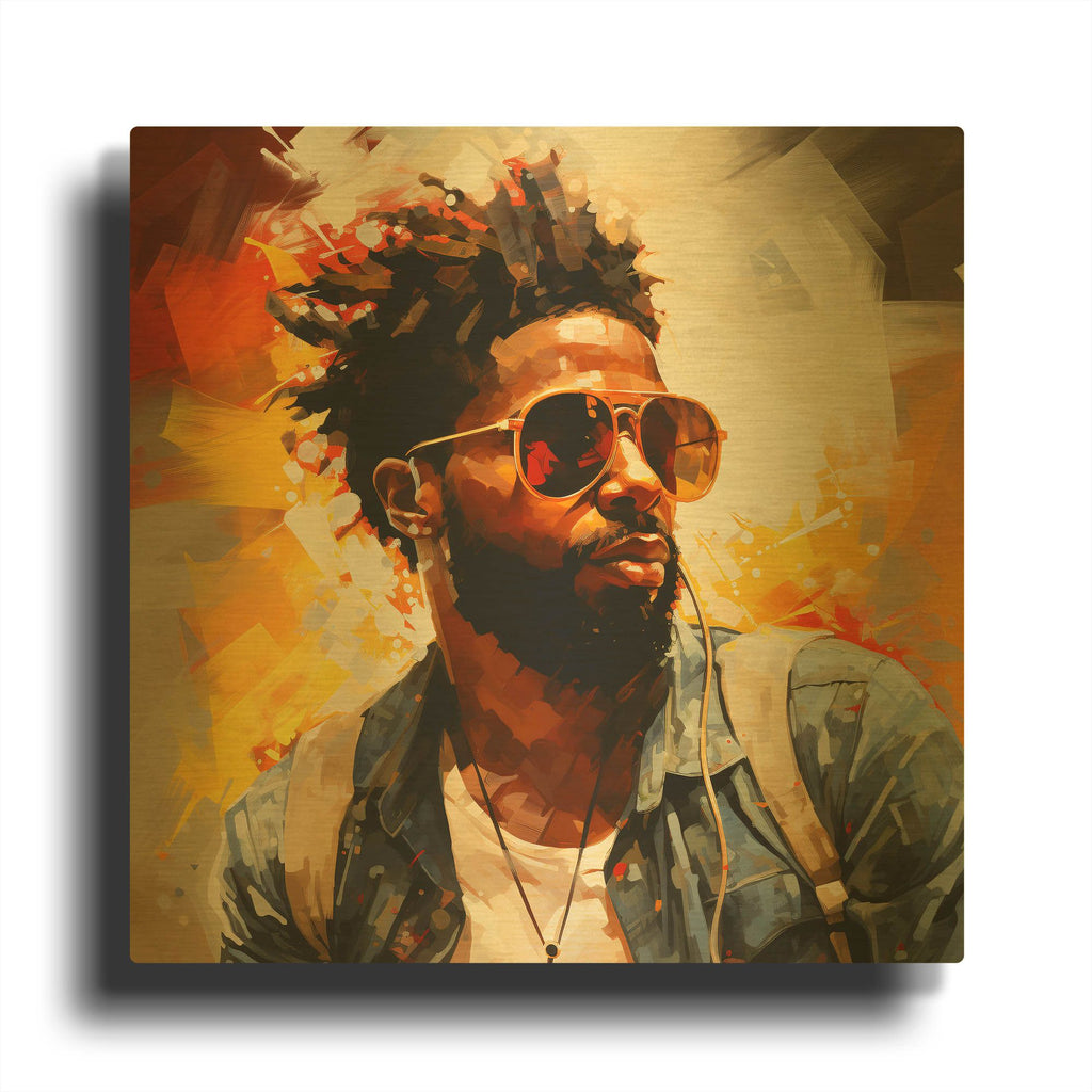 'Portrait On The Go' By r3darch0n Gold Metal Wall Art